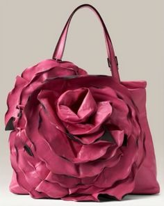 Valentino Garavani Rose Petale Leather Tote Bag Pink | eBay Tout Rose, Rose Bag, Flower Tote, Flower Bag, Unique Bags, Purse Patterns, Handbag Straps