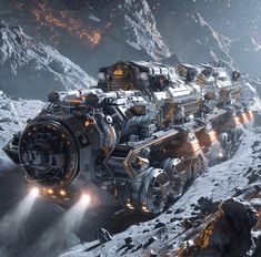 an image of a sci - fi space station in the mountains