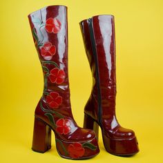 Cherry Red Boots, Dr Shoes, 70s Inspired Fashion, Funky Shoes, Red Boots, Aesthetic Shoes, Shoe Inspo, Swag Shoes, Trends 2024