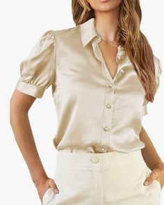 Silk Blouse Outfit, Silk Blouses, Platinum Grey, Silky Blouse, Satin Blouses, Luxury Silk, Blouse Outfit, Dressy Casual, Silk Shirt