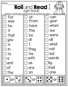 the roll and read worksheet for children to practice their reading skills with dices