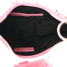 This is an authentic BALENCIAGA Agneau Arena Le Cagole Shoulder Bag XS in Candy Pink. This stylish handbag is crafted of textured pink lambskin leather. The bag features a silver chain shoulder strap, removable mirror, and removable zipper pouch. The top unzips to a black fabric interior. Pink Balenciaga, Matte Black Hardware, Balenciaga Bag, Candy Pink, Mini Purse, Black Hardware, Chain Shoulder Bag, Pink Candy, Black Tote Bag