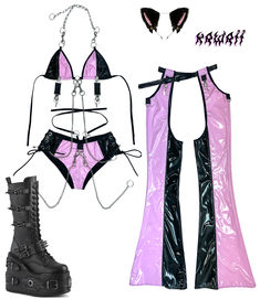 Wwe Outfits, Punk Style Outfits, Vinyl Fashion, Look Festival, Pin Up Outfits, C Cup, Japanese Street Fashion, Denim And Lace, Harajuku Fashion