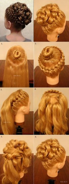 Elegant Braiding Hairstyle With Curls DIY.... WOW Sanggul Cepol, Hairstyle With Curls, Sanggul Modern, Flower Girl Hairstyles, Fancy Hairstyles, Braided Updo, Love Hair, Bride Hairstyles, Gorgeous Hair