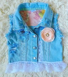 Excited to share the latest addition to my #etsy shop: Children’s Custom Distressed Embellished Denim Jean Vest #clothing #kidsjeanjacket #babyjeanjacket #jeanvest #denimvestkids #kidsshabbychic #toddlerclothes #babyclothes #customdenimjacket Jean Upcycle, Jacket Style Kurti, Custom Jean, Custom Denim Jacket, Custom Jeans, Cherry Hill, Floral Pins, Chic Pattern, Jean Vest