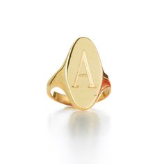 This elongated signet ring is beautiful worn on any finger. Face measures 17mm ( approximately 5/8") in height. Instructions: Monograms should be written in the following order: First Initials, Last Initial, Middle Initial (ex: Jane Olivia Smith should be written as JSO Please note that custom sizes are only available in the 14kt gold version. Due to its customized nature, please allow 2 weeks for this item to ship. For guaranteed arrival within 5-7 business days, please select the RUSH PRODUCTI Signet Rings Women, Gold Jewelry Gift, Monogram Ring, Personalized Rings, Engraved Jewelry, Evil Eye Jewelry, Signet Ring, Diamond Earrings Studs, Personalized Jewelry