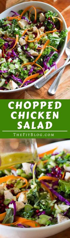 chopped chicken salad in a bowl with dressing