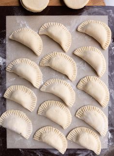 several different types of pastries on a baking sheet