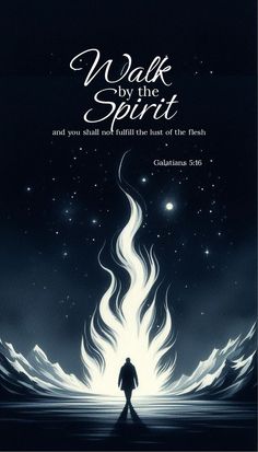 a man standing in front of a fire with the words wake by the spirit