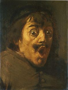 a painting of a man with his mouth open