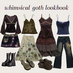 pls give credit if you repost! #whimsigoth Whimsigoth Essentials, Whimsi Gothic Outfits, Whimsigoth Outfits Aesthetic, Casual Whimsigoth Outfits, Whimsygoth Clothes, Lexi Outfits, Whimsigothic Style, Whimsical Goth Aesthetic, Whimsigoth Hair