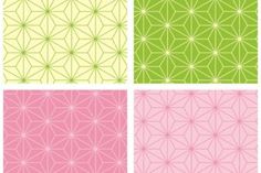 four different patterns in pink, green and yellow