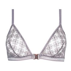 Triangle bra with front opening HUIT Café Fleur Party Bra With Padded Triangle Cups, Party Triangle Top Bra With Padded Cups, Feminine Low-cut Party Bra, Open Bra, Contemporary Graphic, Triangle Bra, Beautiful Lingerie, Deep Neckline, Front Open