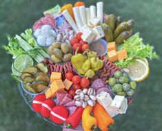 a platter filled with lots of different types of food