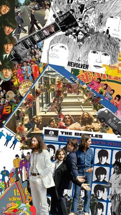 the beatles collage has been altered to look like it is being used as a poster