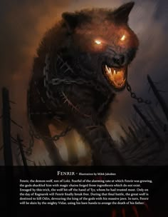 an image of a monster with glowing eyes and fangs on it's face, in front of a dark background