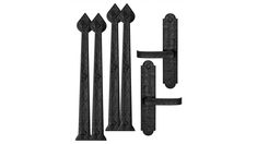 an assortment of wrought iron fence posts