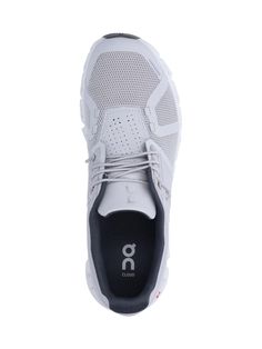 ON Cloud 5 Sneakers, grey recycled mesh, round toe, lace-up closure, printed logo tab, tone-on-tone side and back logo, white rubber sole. Gray Lace-up Sneakers, Sporty Gray Lace-up Running Shoes, Gray Low-top Running Shoes For Errands, Gray Breathable Sneakers In Engineered Mesh, Gray Breathable Sneakers With Athletic Fit, Gray Running Shoes For Light Sports, Gray Breathable Athletic Sneakers, Gray Mesh Walking Shoes For Running Errands, Functional Lace-up Custom Sneakers For Light Sports