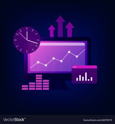 a computer monitor and clock on a dark background