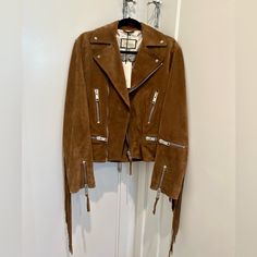 New Authentic Measures 20 Inches By 22 Inches Size 44 = Xs But Runs Big Unisex Fun Fringes Details On The Back Item Will Be Sent To Pm For Free Authentication Prior Sending To You The Jacket Is On The Heavy Size Final Sale No Trade Gucci Beige Outerwear For Fall, Designer Brown Gucci Outerwear, Fitted Beige Gucci Outerwear, Fitted Gucci Beige Outerwear, Gucci Fitted Leather Jacket For Fall, Designer Gucci Leather Jacket With Long Sleeves, Designer Gucci Long Sleeve Leather Jacket, Designer Long Sleeve Gucci Leather Jacket, Gucci Luxury Leather Jacket For Winter