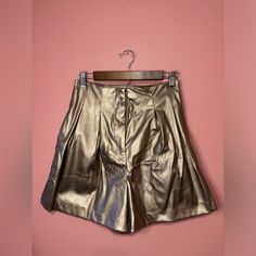 Entro Gold Metallic High Waisted Shorts Gold Bottoms With Built-in Shorts For Summer, Chic Gold Shorts, Gold Bottoms For Night Out, Gold Bottoms For Summer Night Out, Gold Bottoms For Night Out In Summer, Elegant Gold Shorts For Summer, High Waist Gold Shorts For Night Out, Gold Fitted Bottoms Short Length, Casual Gold Shorts For Night Out