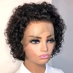 13X1 Pixie Cut Curly Lace Wigs Human Hair Short Curly Brazilian Human Hair Wigs Deep Water Wave Wigs Curly Pixie Wig, Sassy Hairstyles, Curly Lace Wig, Frontal Wig Hairstyles, Pixie Wig, Short Human Hair Wigs, Curly Pixie, Short Hair Wigs, Curly Human Hair Wig