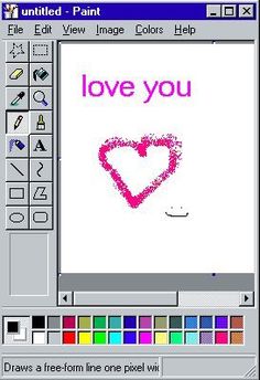 a screen shot of an image with the word love you drawn on it