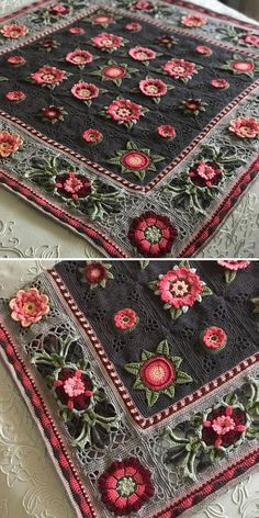 two pictures of the same piece of cloth with flowers on it and one is made out of