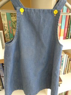 Toddler 1970's Blue Denim Sum Dress/Jumper by Tiny Folks 50 % Polyester 50% Cotton 6 1/4 X 5 Inch Front Pocket with Rabbit & Turtle Appliques 4 Yellow Strap Buttons MEASUREMENTS (in inches): Shoulder to Shoulder (back): 8 Chest: 24 Waist: 26 Hips: 28 Side Length (armpit to hem): 12 Arm Length (armpit to cuff): Sleeveless Neck Opening: 20 Square / 1 Inch Straps Bib Top to Hem: 17 / 1 Inch Hem INTERNATIONAL CUSTOMER?? Please email for Shipping Info Sum Dresses, Pastel Stripes, Vintage Blazer, Sun Dress, Flag Design, Pair Of Pants, Blue Denim Jeans, Jumper Dress, Vintage Skirt