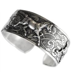 PRICES MAY VARY. Mirror Antiqued Silver Brass Equestrian Classic Running Horse Cuff Bracelet Our Classic Running Horse Equestrian Cuff Bracelet in Mirror Antique Silver Plated Solid Brass. Size: 1" Wide Cuff Style Bracelet. Length: 6 1/2" - 7 1/2" adjustable to fit most wrists. Made in the USA Includes Artist's Statement and Designer Velvet Pouch with Trademark Tag. Mirror Antiqued Silver Brass Equestrian Classic Running Horse Cuff Bracelet Our Classic Running Horse Equestrian Cuff Bracelet in M Cowgirl Bling Jewelry, Mirror Antique, Running Horse, Running Horses, Horse Equestrian, Arm Cuff, Wide Cuff, Horse Girl, Antique Mirror