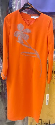 Lily & Taylor 4767 orange dress Fitted Orange Winter Dress, Fitted Orange Dress For Winter, Orange Party Dress For Winter, Orange Winter Party Dress, Winter Party Orange Dress, Orange Spring Holiday Dresses, Dress Colors, Colors Orange, Crepe Dress