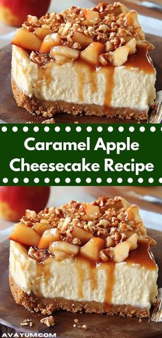 caramel apple cheesecake recipe on a plate