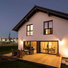 a house that is lit up at night