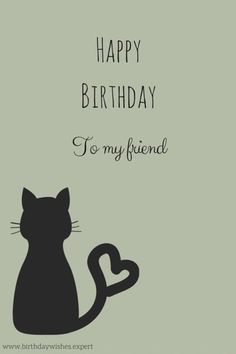 a happy birthday card with a black cat holding a heart