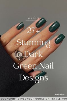 Dance the night away with disco ball-inspired nails! Sparkling designs for ultimate party vibes. 🎉 Classic Green Nails, Short Nail Dark Designs, Cute Forest Green Nails, Dark Nail Colour Ideas, Green Color Nails Art Designs, French With Green Tips, Green Nail Manicure, Classy Dark Green Nails, Hunter Green Dip Nails