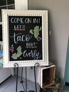 a sign that says come on in let's taco but lovely