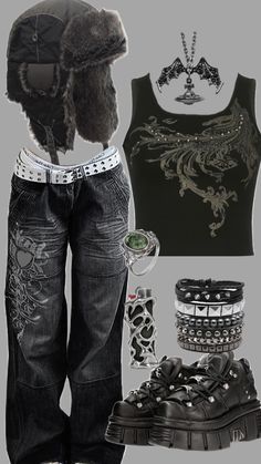 Rock Star Outfit, Street Style Outfits Casual, Alt Outfits, Outfits Y2k, 2000s Fashion Outfits, New Rock, Swaggy Outfits, Alternative Outfits, Really Cute Outfits