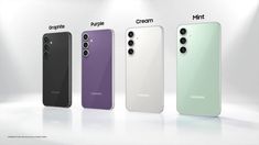 four different colors of the same cell phone