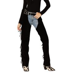 Womens Black Suede  Motorcycle Western Chap Assless Chaps, Cowgirl Chaps, Cowboy Chaps, Western Chaps, Western Aesthetics, Leather Kilt, Western Vest, Leather Varsity Jackets, Suede Pants