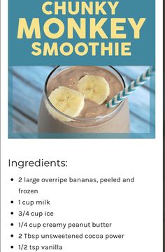 the recipe for chunk monkey smoothie is shown