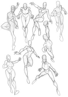 the various poses and body shapes for an animation character