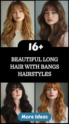 Long Face Shape Haircuts, Bangs With Curled Hair, Long Layered Hairstyles With Bangs, Brunette Hairstyles With Bangs, Long Face Framing Layers With Bangs, Blonde Long Hair With Bangs, Layered Hair With Bangs Long, Hairstyles For Hair With Bangs, Unique Haircuts For Long Hair