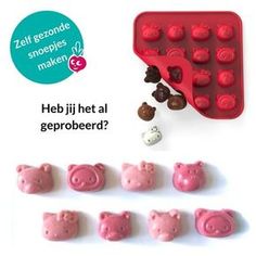 an advertisement with pig shaped chocolate molds on it's side and the words, zeit geroude scapebles maker?