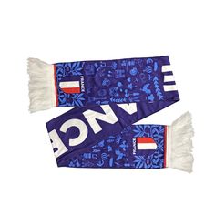 two scarfs with the word peace on them and an image of flowers in blue