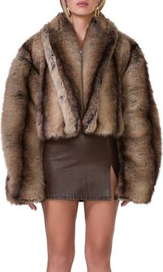 AFRM Stephanie Faux Fur Jacket | Nordstrom Pink Denim, Fall Winter 2024, Red Burgundy, Faux Fur Jacket, Queen Elizabeth Ii, Animal Prints, Cherry Red, Winter 2024, Shawl Collar