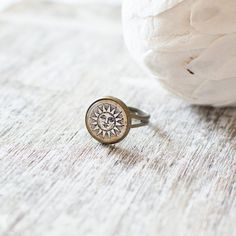 Sun Ring, Solstice Ring, Celestial Ring, Glass Dome Adjustable Ring. Medieval Pagan Ring. Druid Jewe Paper Airplane Necklace, Plane Necklace, Sun Ring, Brown Rings, Celestial Ring, Travel Necklace, Sun Design, Vintage Sun, Sun Designs