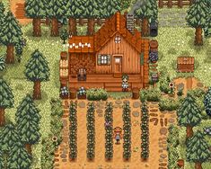 an aerial view of a farm house in the game animal crossing