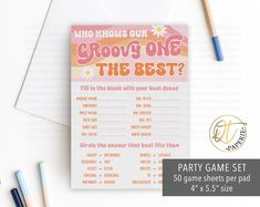 a party game set with pencils next to it