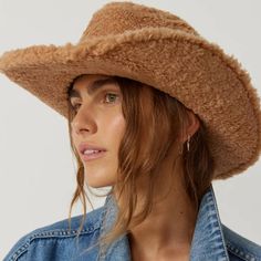 Uo Sherpa Cowboy Hat One Size New, With Tag! 100% Polyester Sherpa, Fluffy Feel Gorgeous Tan! Perfect Cowboy Hat! Offers Welcome Bundle To Save Follow My Instagram @Withlovewanderingjackie Fluffy Cowboy Hat, Tan Cowboy Hat, Plush Flower, Corduroy Bucket Hat, Cabbie Hat, Urban Outfitters Accessories, Urban Outfitters Women, Cozy Season, Cowgirl Hats