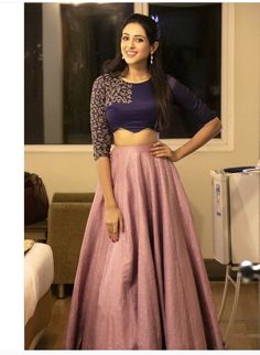 Lehenga Skirt With Crop Top Outfit Ideas, Lehenga Blouse Ideas Crop Tops, Crop Top And Skirt Indian Weddings, Crop Top And Skirt Indian, Crop Top Wedding Dress Indian, Long Skirt Top Designs, Fashion Outfits Ideas, Long Skirt And Top, Crop Top Lehenga